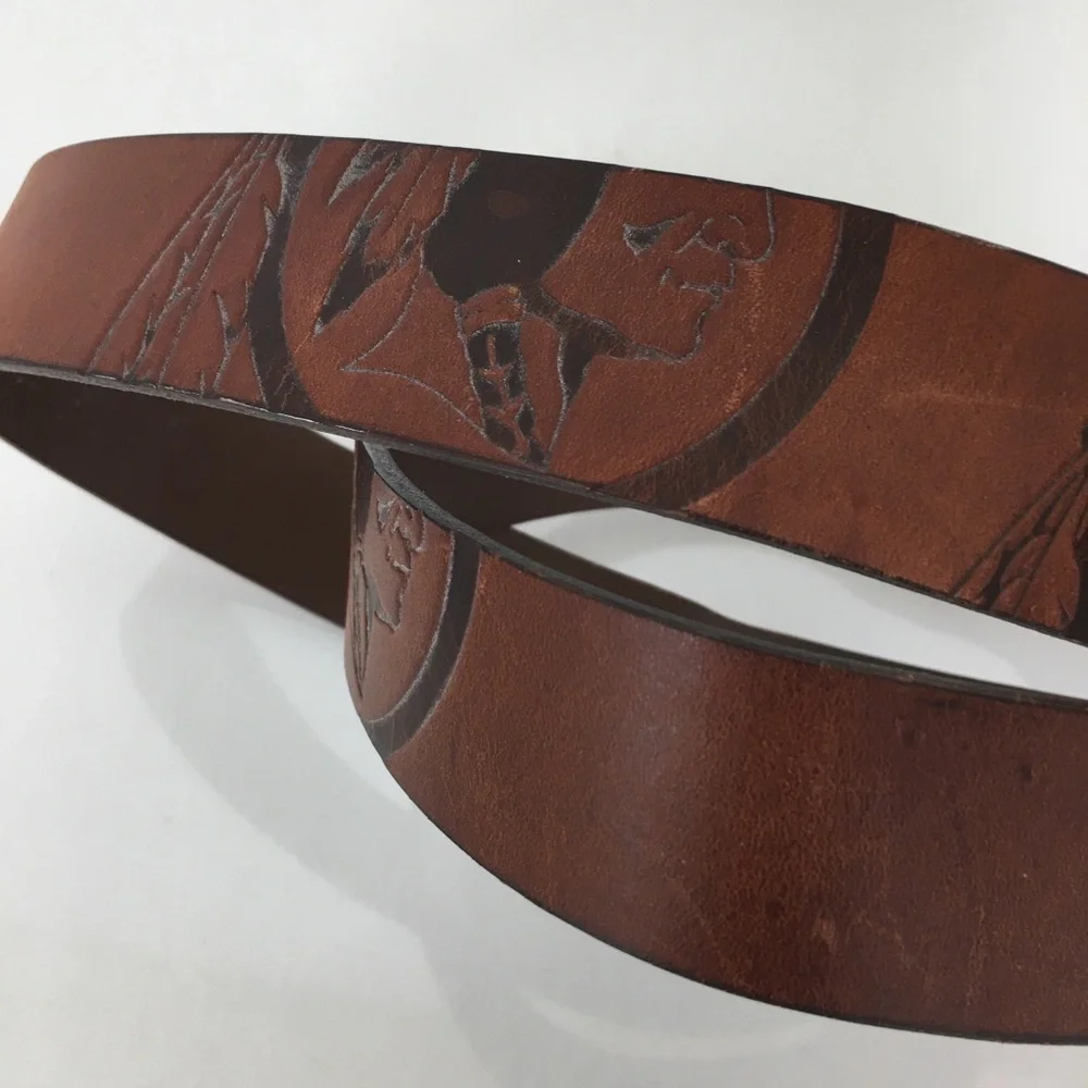 NFL Washington Redskins Commanders Old Logo Tooled Leather Belt Brown Men’s 40